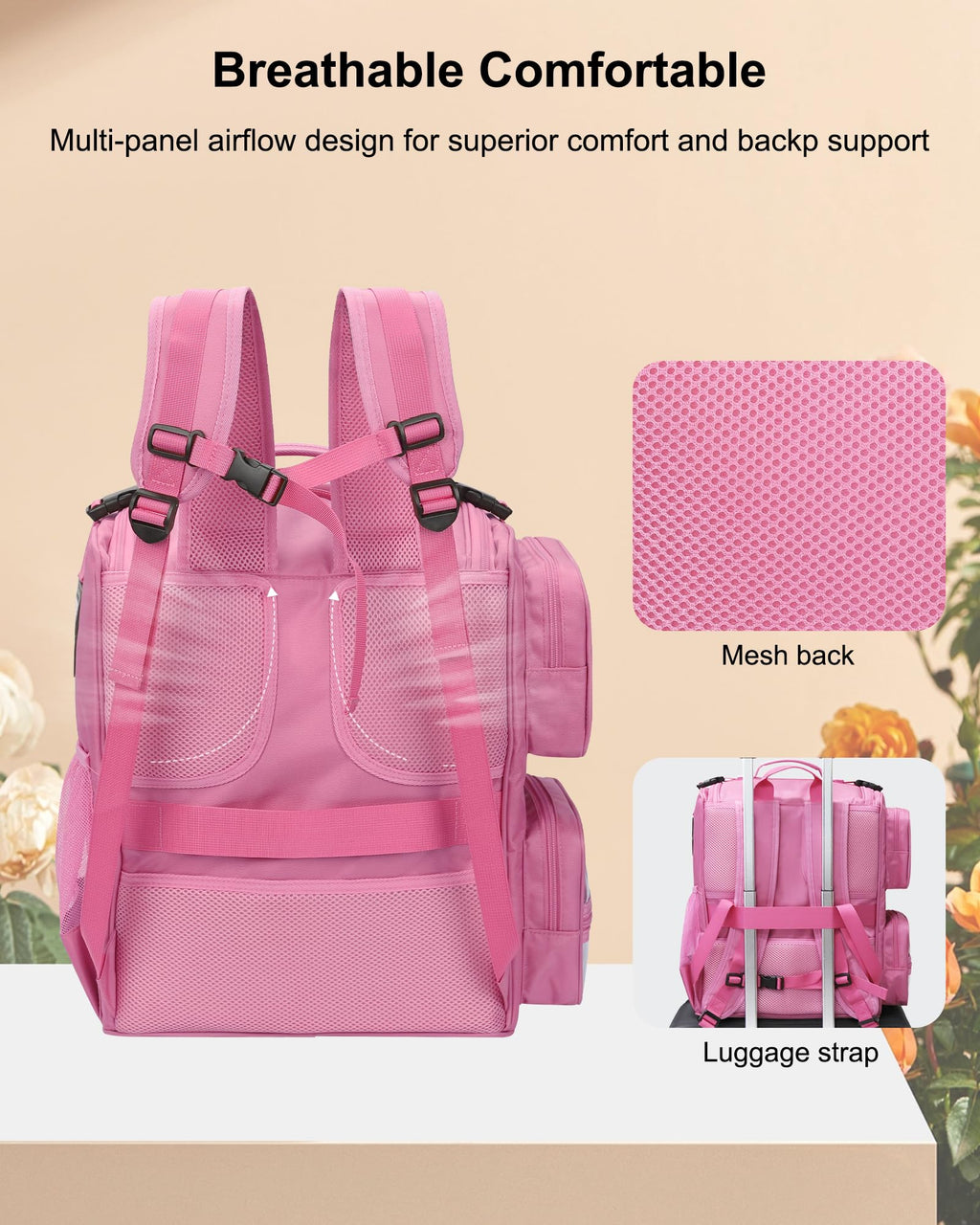 Relavel Hair Tools Travel Bag Hair Stylist Backpack Hairdresser Cosmetology Bag, Heat Insulation Full Layer for Curling Iron, Hair Straightener, Travel Accessories Case Barber Organizer (Rose Pink)