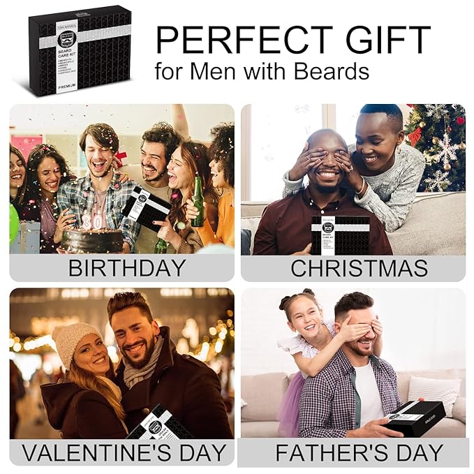 MALE GOD Beard Kit for Men's Grooming & Care, Natural Ingredients Beard Oil, Balm, Brush, Comb, Stocking Stuffers for Adult Men, Chirismtas & Birthday Gifts for Men Dad Him Husband Boyfriend Brother