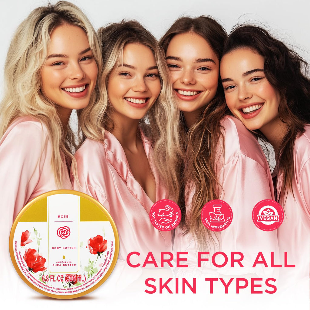 Princess Belle Rose Body Butter with Natural Shea Butter, Body Moisturizer for Dry Skin, Smell Goods for Women, Deep Moisturizing and Softening-200ml(6.8 floz)