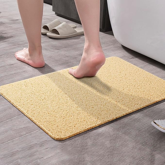 Asvin Soft Textured Bath, Shower, Tub Mat, 47x16 Inch, Phthalate Free, Non Slip Comfort Bathtub Mats with Drain, PVC Loofah Bathroom Mats for Wet Areas, Quick Drying