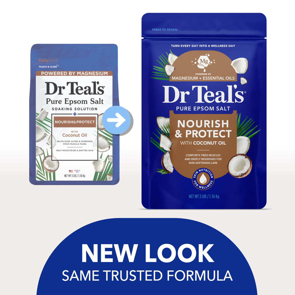 Dr Teal's Epsom Salt Magnesium Soak, Nourish & Protect with Coconut Oil, 3 lbs