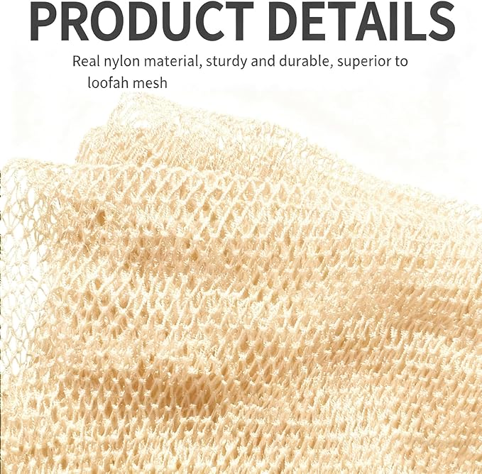 African Net Sponge Authentic, African Exfoliating Sponge Real African Net Black Owned, African Bath Sponge Back Scrubber, Body Exfoliator Shower Bath Accessories (Beige)