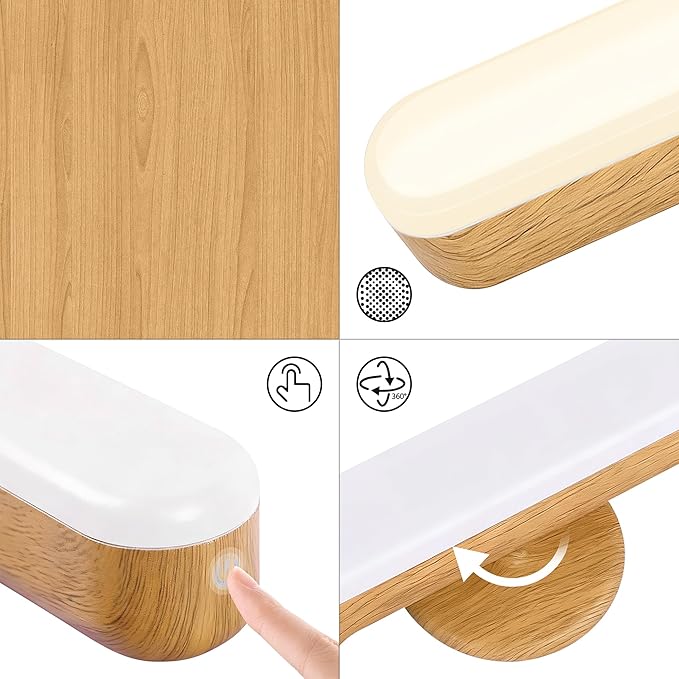 cambk Set of 2 Wireless Vanity Makeup Lights for Mirror, Rechargeable LED Stick On Light Bar for Bathroom Mirror with Dimmable 3 CCT, Long Battery Life Cordless Light for Vanity Desk(Light Brown)