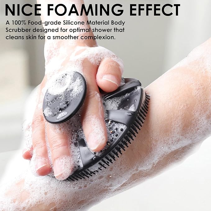 INNERNEED Food-Grade Soft Silicone Body Scrubber Shower Brush, Pack of 3