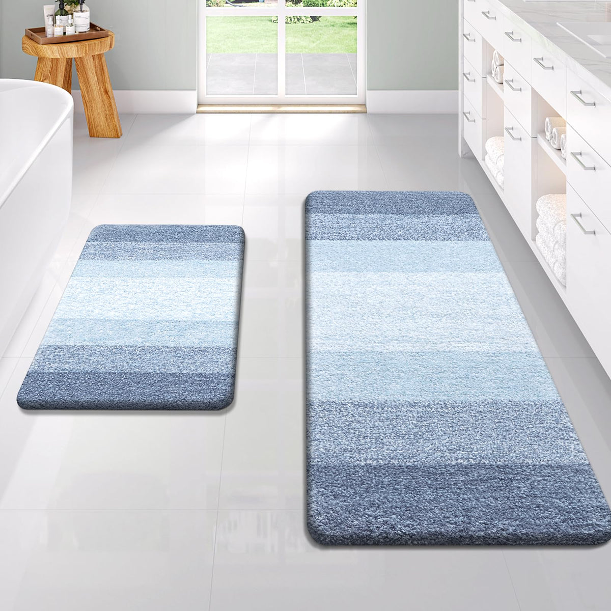 OLANLY Micorfiber Bathroom Rug Set 2 Piece, Soft Absorbent Bath Mats, Red