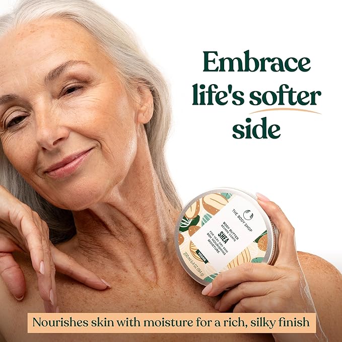 The Body Shop Body Butter | 96hr Nourishing Moisture for Dry Skin | Non-Greasy with Shea Butter for Smoother Softer Skin, Vegan, 200 ml / 6.4 oz (Shea)