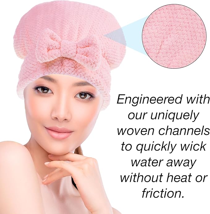 Quick Dry Hair Bonnet - Ultra Absorbent Microfiber Drying Cap for All Hair