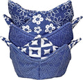 ROGITU Cotton Microwavable Bowl Cozy, Microwave-Safe Hot Bowl Holders, Soup bowl Cozy Hot Pads (Blue Series)