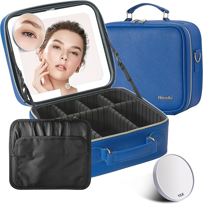 Mocado Travel Makeup Bag with Mirror Makeup Case with 10x Magnifying Mirror