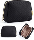BAGSMART Small Makeup Bag, Compact Cosmetic Pouch for Women for Purse, Travel Toiletry Organizer with Wide Open Design, Black