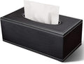 Tissue Box Cover Rectangular, PU Leather Tissue Box Holder for Kleenex, Napkin, Tissue Box Cover Rectangle, Tissue Holder for Bathroom Car Home Decorative 9.84"X5.63"X4.53" - Black