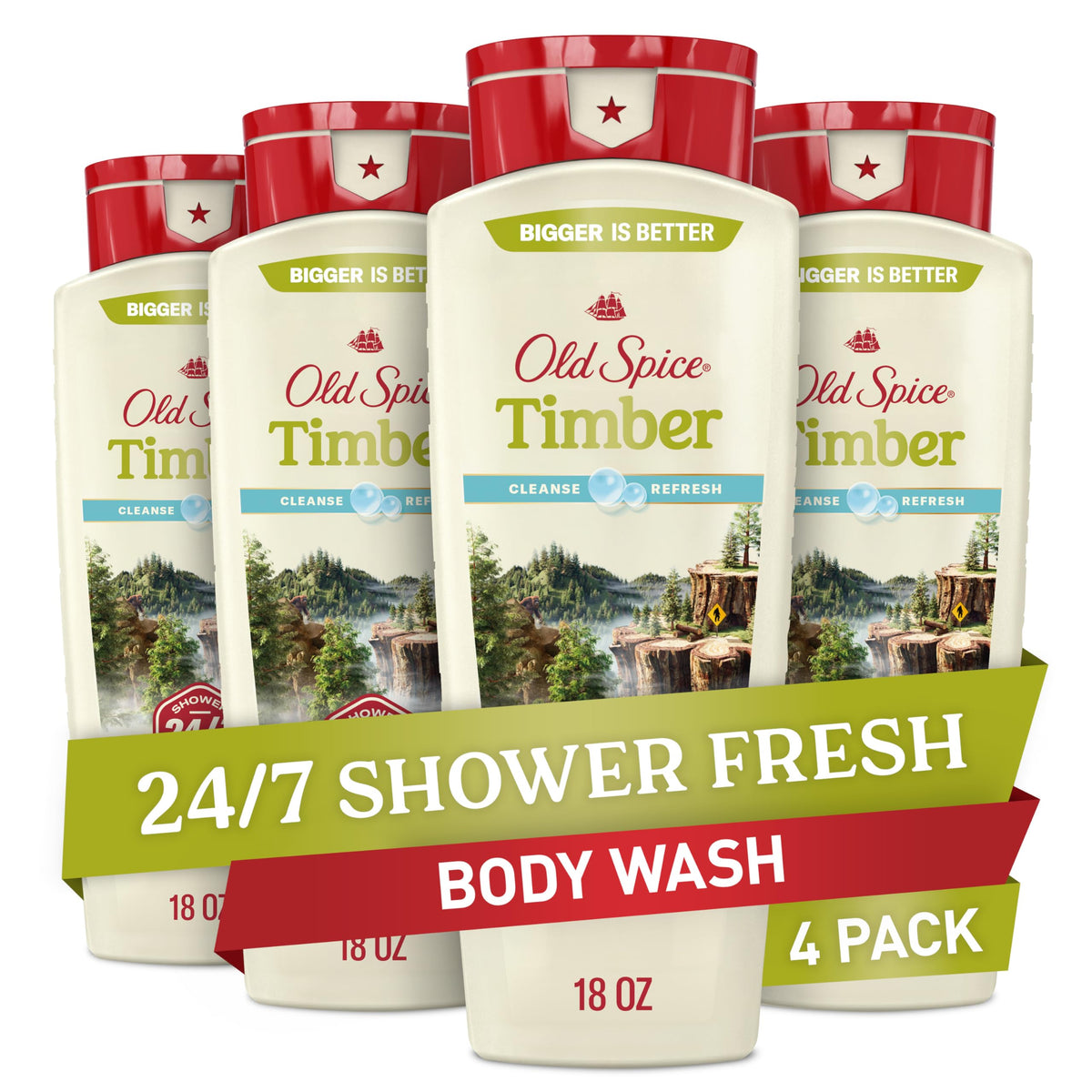Old Spice Body Wash for Men, Moisturize—Shea Butter, 18 fl oz Pack of 4