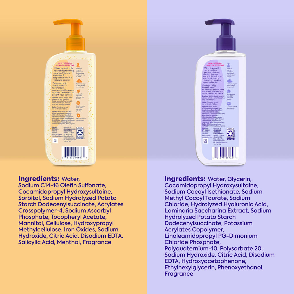Clean & Clear 2-Pack Oil-Free Facial Cleansers with Citrus Scent, Morning Burst and Night Relaxing, 16 oz