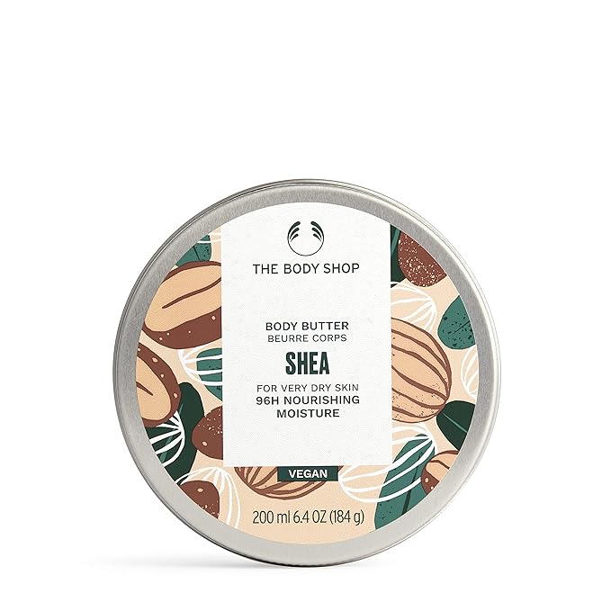 The Body Shop Body Butter | 96hr Nourishing Moisture for Dry Skin | Non-Greasy with Shea Butter for Smoother Softer Skin, Vegan, 200 ml / 6.4 oz (Shea)