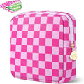 Desing Wish Period Bag Pouch Soft Cloth Sanitary Napkin Storage Bag Portable Menstrual Pad Pouches Tampon Holder for Purse First Period Kit for Girls 9-12 (Rose-Pink Check)