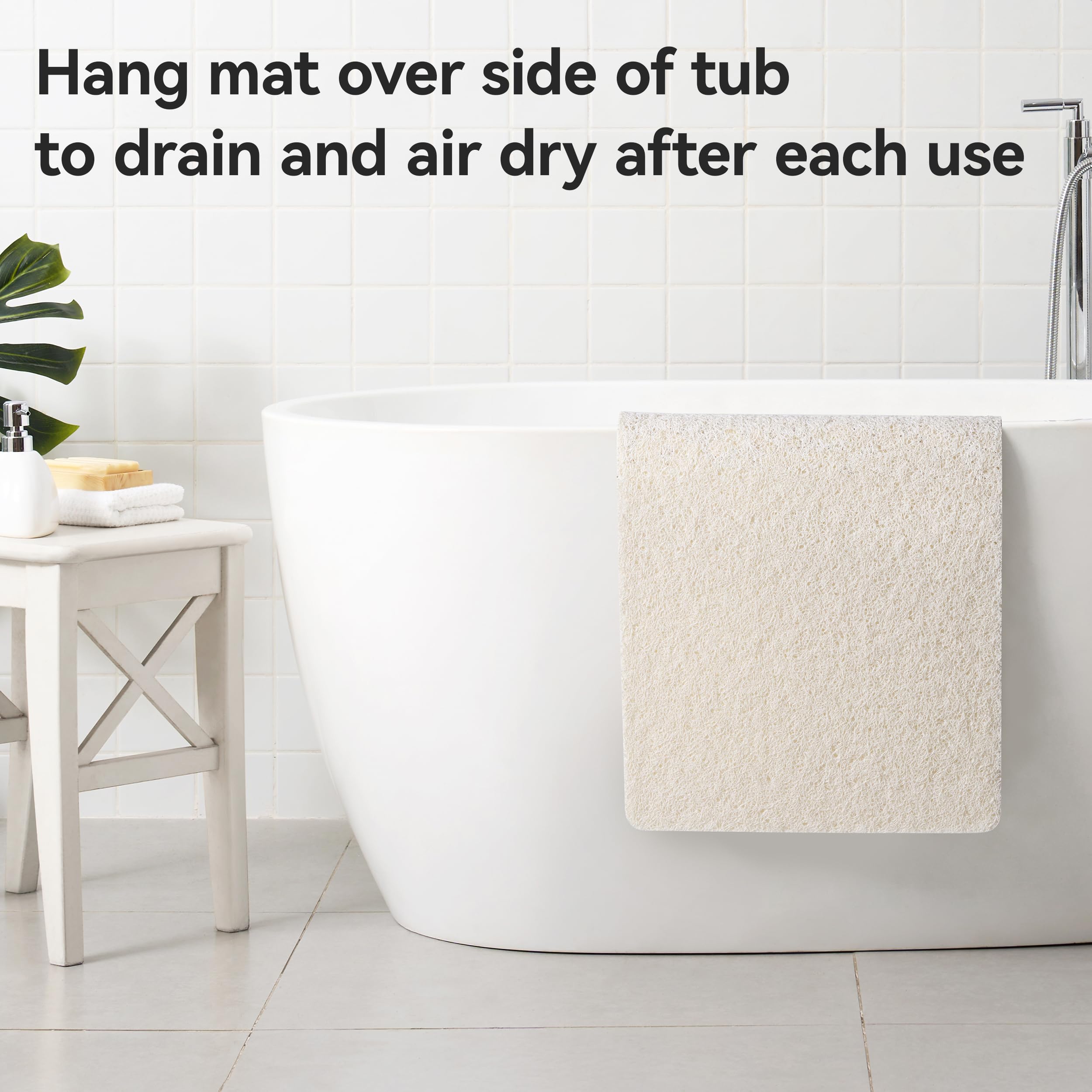 Asvin Soft Textured Bath, Shower, Tub Mat, 47x16 Inch, Phthalate Free, Non Slip Comfort Bathtub Mats with Drain, PVC Loofah Bathroom Mats for Wet Areas, Quick Drying