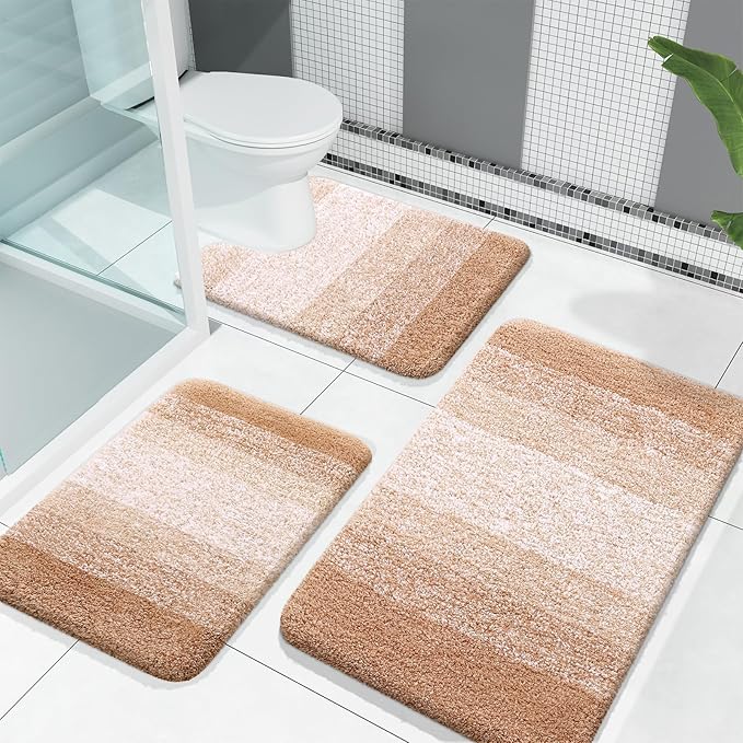 OLANLY Microfiber Bathroom Rugs Sets 3 Piece, 30"x20"+24"x16"+24"x20"