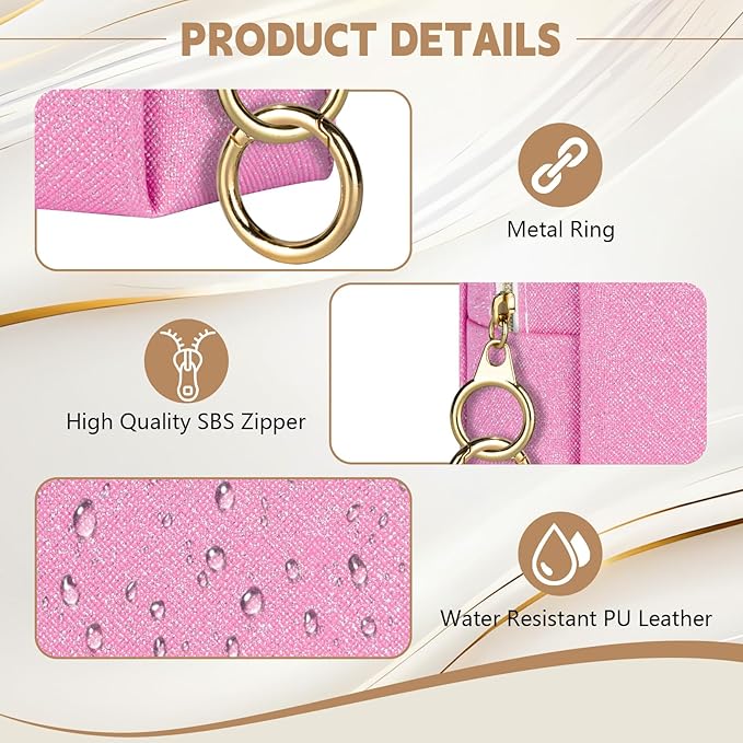 Playexen Mini Makeup Bag, Small Glitter Cosmetic Bag for Purse with Ring Buckle, Portable XS Travel Makeup Pouch for Girls Women Daily Use (Black)