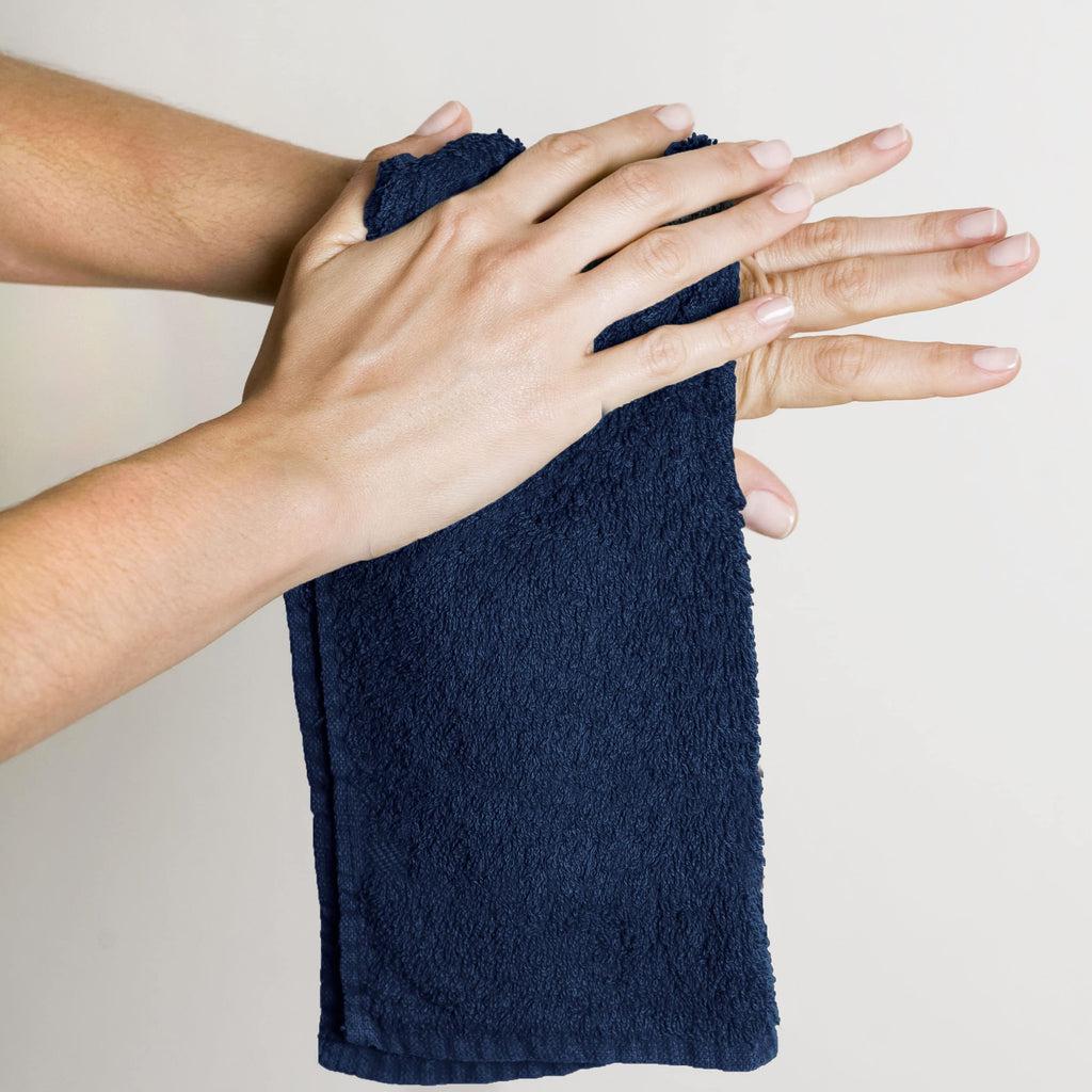 Utopia Towels 24 Pack Cotton Washcloths Set, 100% Ring Spun Cotton, Premium Quality Flannel Face Cloths, Highly Absorbent and Soft Feel Fingertip Towels, Navy