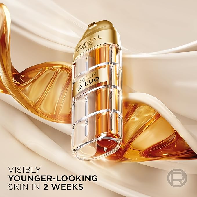 L'Oreal Paris Age Perfect Serum Le Duo, Brightening, Firming and Anti-Aging Serum for Face with Collagen Peptide, Niacinamide, Vitamin C and B3, 1 fl oz + Sample