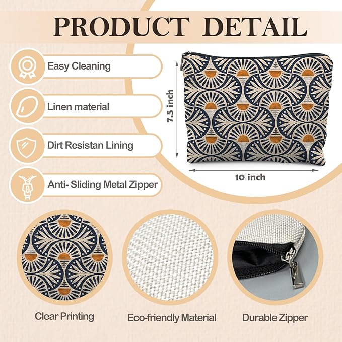 RYYCDOI Boho Makeup Bag Gifts for Women, Sunset Leaf Aesthetic Makeup Pouch