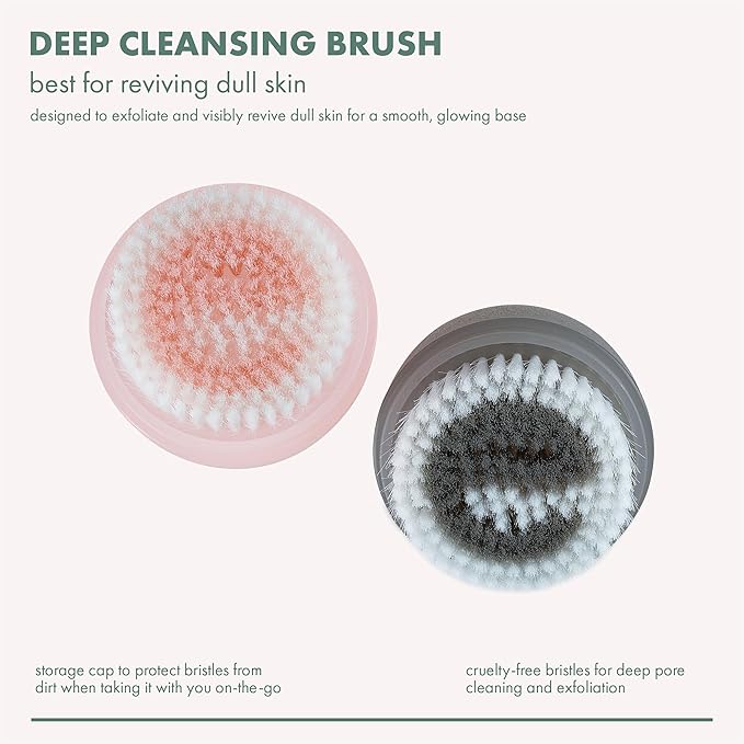 EcoTools Deep Cleansing Facial Brush, Makeup Remover Tool + Dry Brushing Body Brush for Circulation, Cellulite Massage, Dead Skin Removal, Self-Care Gifts, Natural Beige, Synthetic