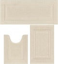 SHACOS Light Beige Bathroom Rugs Sets 3 Piece Bath Mat U Shaped Toilet Rug