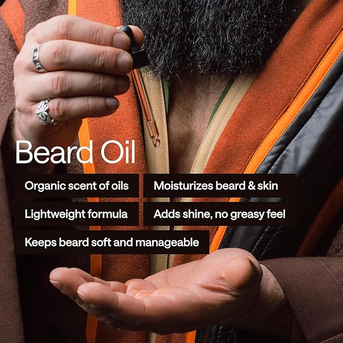 Premium Beard Care Kit for Men – 4-in-1 Grooming Set with Beard Oil, Balm, Cleansing Spray & Comb – Mustache & Beard Grooming Gifts for Men