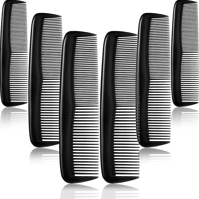 Leinuosen 12 Pieces Pocket Hair Combs, Fine Tooth Combs, Black