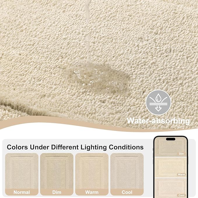 SHACOS Light Beige Bathroom Rugs Sets 3 Piece Bath Mat U Shaped Toilet Rug