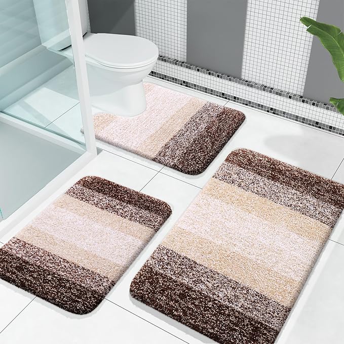OLANLY Microfiber Bathroom Rugs Sets 3 Piece, 30"x20"+24"x16"+24"x20"