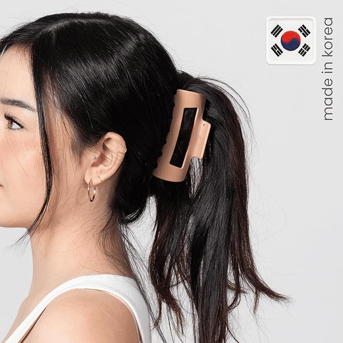 Mello Medium Hair Clip - Flexible Comfort Hair Claw for Women, Strong Hold for Thick & Thin Hair Styling, Durable Material, Matte Non-Slip Finish, Made in Korea, Patent Pending (Brown, Medium)