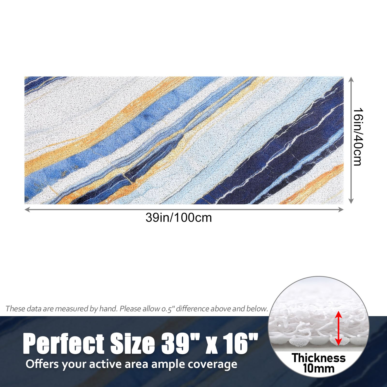 Bathtub Mat Shower Mat Non-Slip: 16x 39 Inch Soft Comfort Bath Mat with Drainage Holes, PVC Loofah Massage Bathmat for Shower, Tub, Bathroom, Wet Areas, Quick Drying