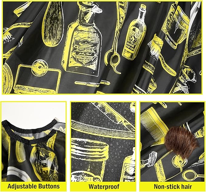 2 Pcs Barber Capes for Men with Adjustable Neckline Size, Profesional Barber Cape, Waterproof and Cleanable Haircut Cape, Hair Cutting Capes for Hairdressing Dyeing Salon Men Women Kids Adult