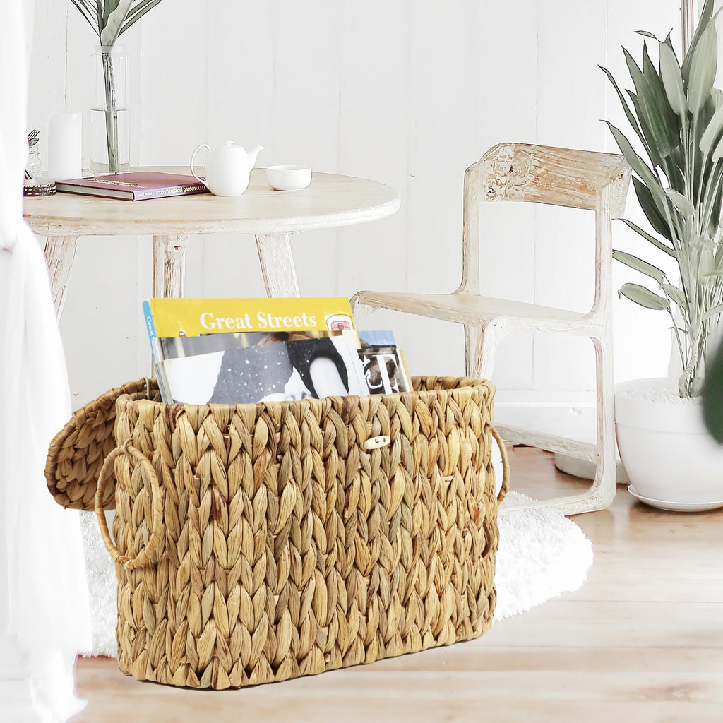 Water Hyacinth Toilet Paper Storage Basket with Lid
