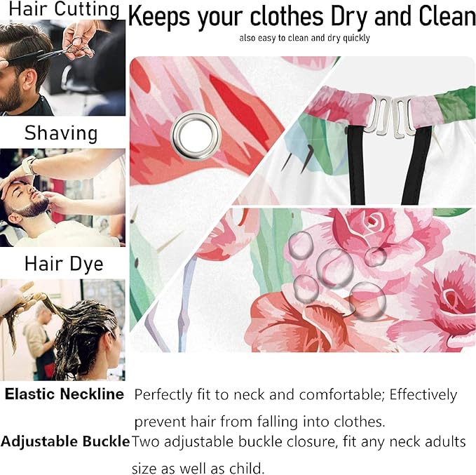 visesunny Barber Cape Flamingo Cactus Polyester Hair Cutting Salon Cape Apron Anti-Static Haircut Water-Resistant Shaving Cloth Beard Shaving Bib Hairdressing Cape