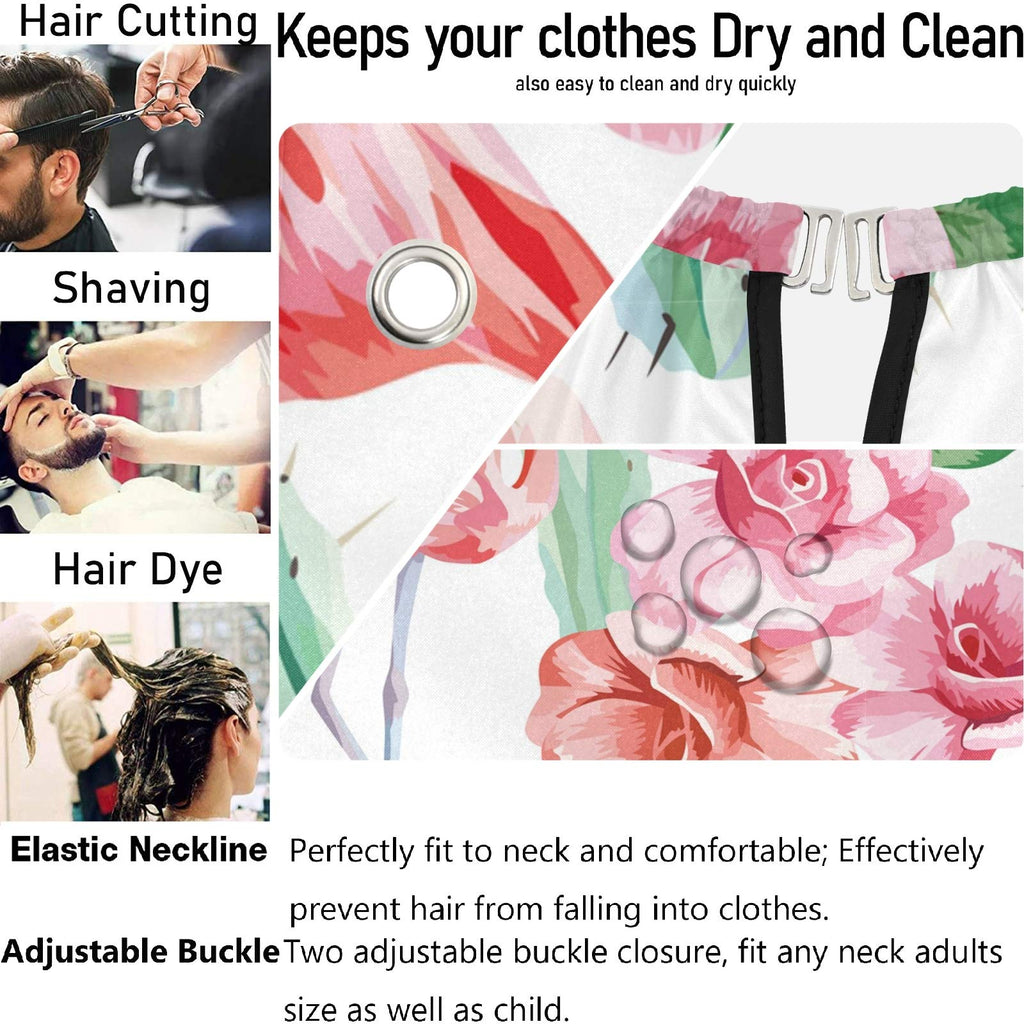 visesunny Barber Cape Flamingo Cactus Polyester Hair Cutting Salon Cape Apron Anti-Static Haircut Water-Resistant Shaving Cloth Beard Shaving Bib Hairdressing Cape