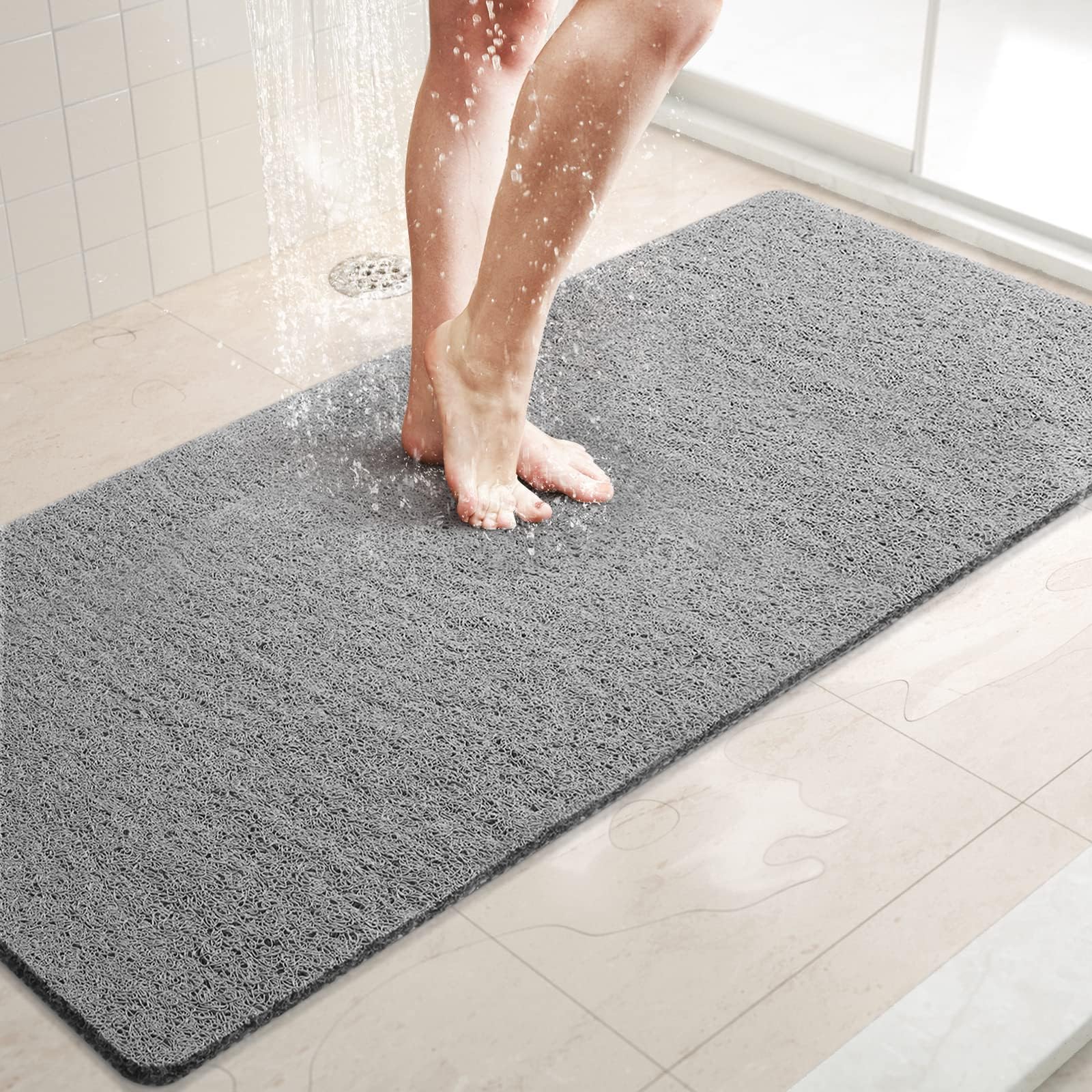LuxStep Shower Mat Bathtub Mat Non-Slip Bath Mat with Drain, Quick Drying
