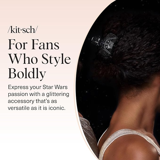 Kitsch x Star Wars Darth Vader Glitter Medium Hair Clip for Women – Dark Side Galaxy-Inspired Claw Clip | Recycled Plastic, Strong Secure Grip, Hair Accessories for Girls