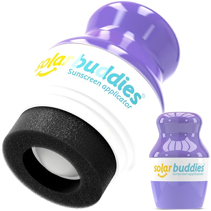 Solar Buddies Sunscreen Applicator - Single Purple - Refillable Roll on Sponge Sunscreen, Suncream & Lotion Applicator For Kids, Adults & Families - Holds 3.4fl oz, Perfect Size for Travel