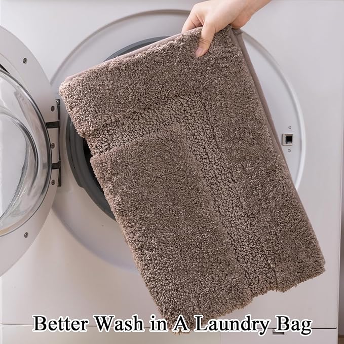 SHACOS Coffee Brown Bathroom Rugs Sets 3 Piece Bath Mat U Shaped Toilet Rug