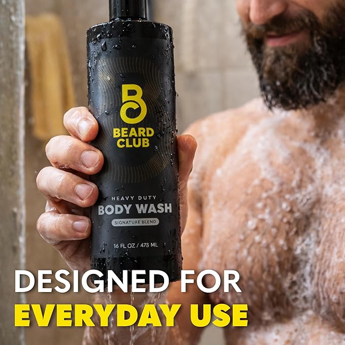 The Beard Club Mens Body Wash – Heavy Duty Shower Gel for Men with Exfoliating Clean, Rich Lather & Signature Scent – Men’s Body Wash for Deep Cleansing & Fresh Skin – 16 fl oz