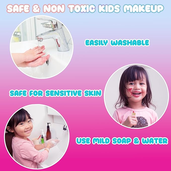 5pc Rainbow Rhinestones Cosmetics Lip Kit For Kids w/Lip Glosses