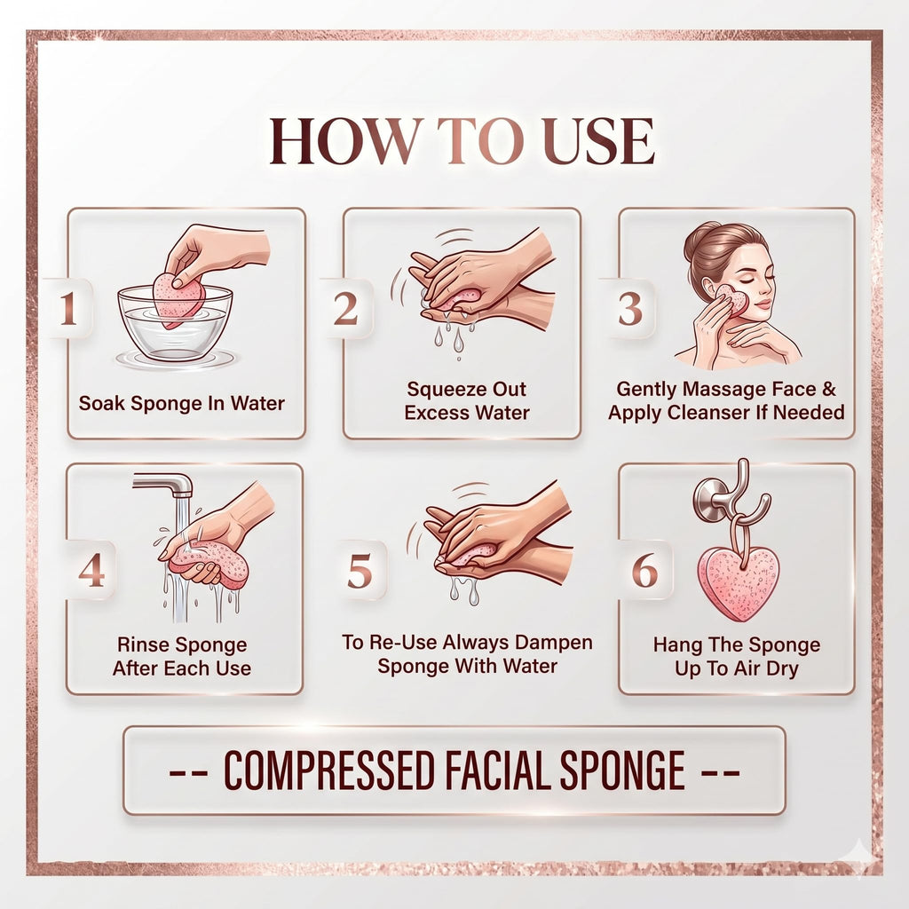 60-Count Compressed Facial Sponges | Makeup Remover Sponge | 100% Natural Cosmetic Spa Sponges for Facial Cleansing | Exfoliating Mask | Face Scrubber (Heart)