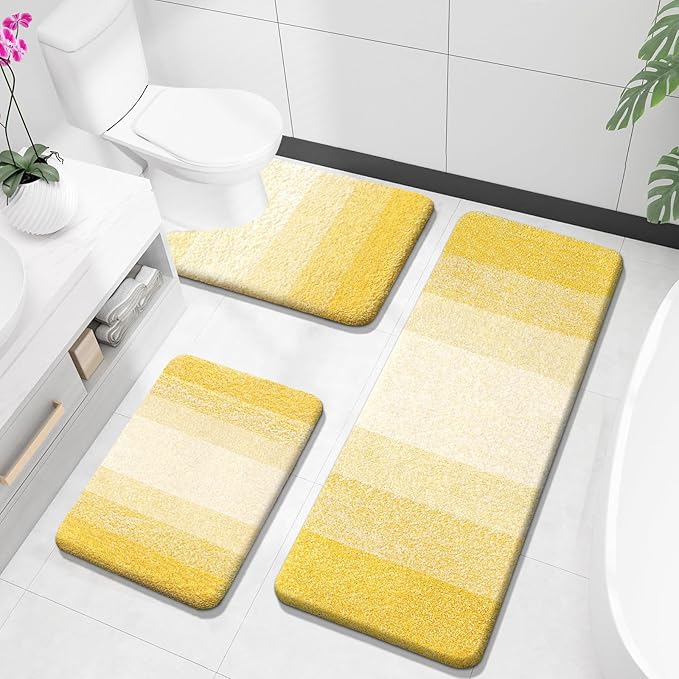 OLANLY Microfiber Bathroom Rugs Sets 3 Piece, 47"x20"+24"x16"+24"x20"