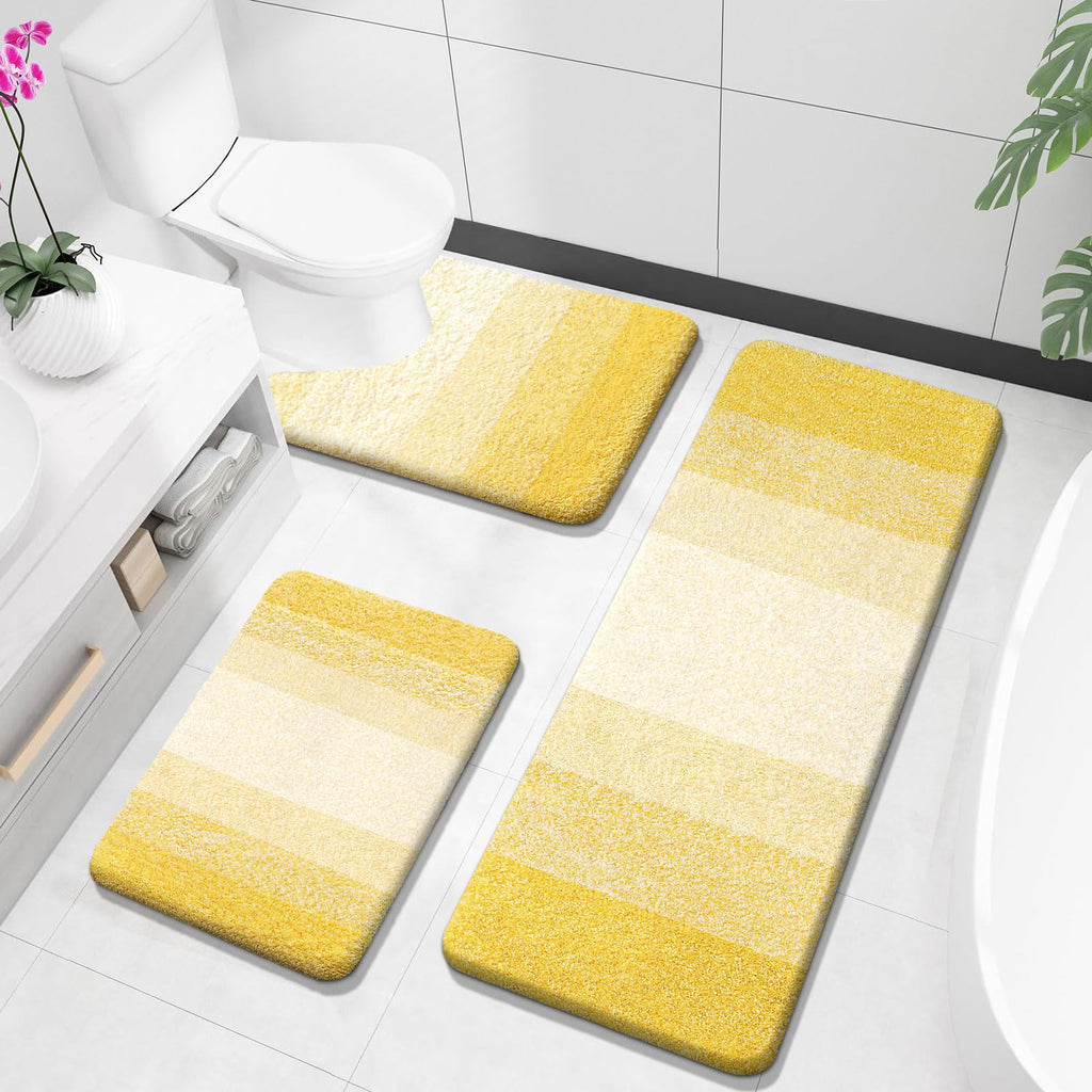 OLANLY Microfiber Bathroom Rugs Sets 3 Piece, 47"x20"+24"x16"+24"x20"