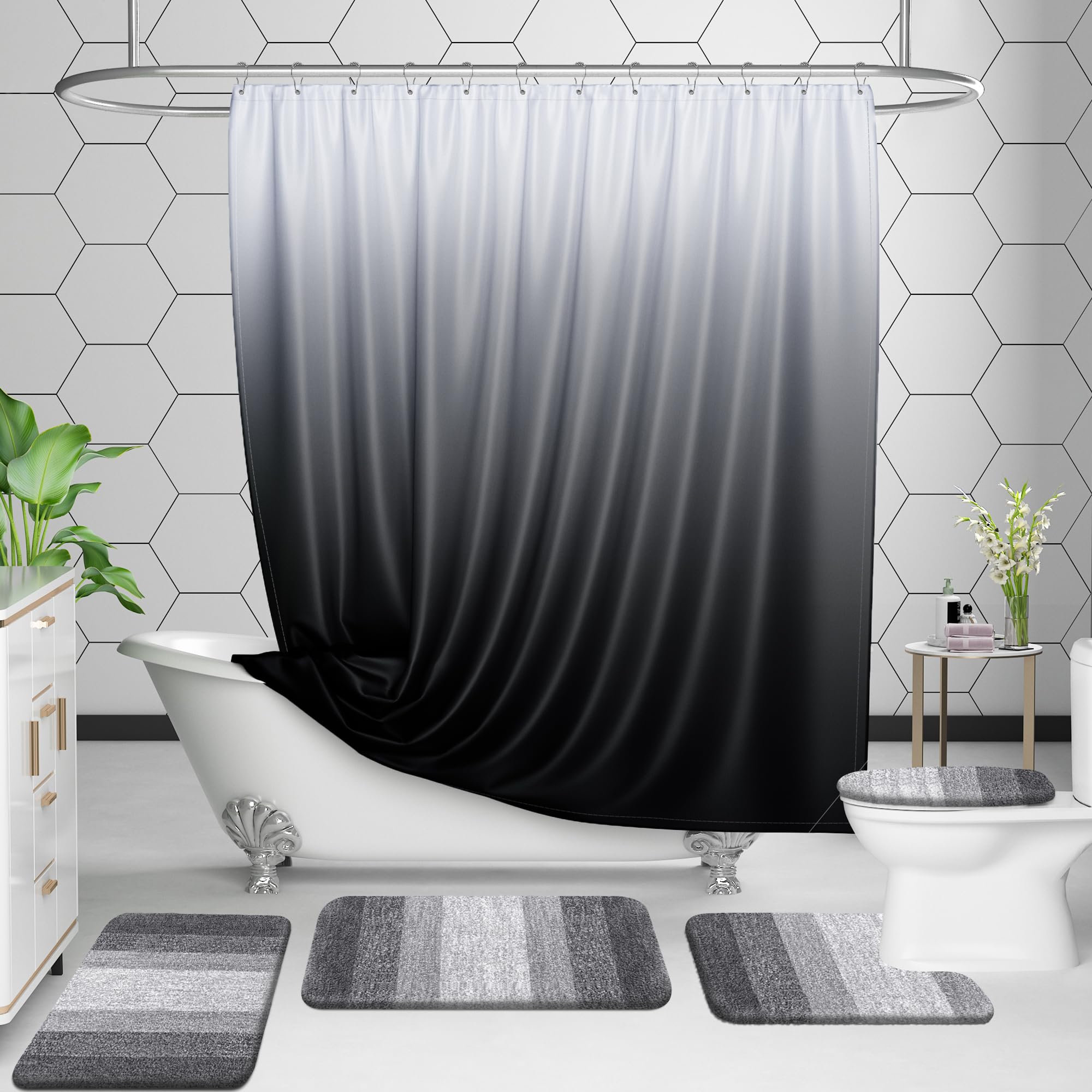 OLANLY Micorfiber Bathroom Rug Set 2 Piece, 30"x20"+24"x16"