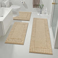 Pauwer Bathroom Rugs Sets 3 Piece, Microfiber Bath Mat Set, Light Beige