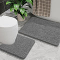 AROGAN Bathroom Rug Sets 2 Piece, 20"x20" U-Shaped Toilet Mat and 21"×34" Bath Mats Bathroom Floor Set, Machine Washable Bath Rug Set, Absorbent and Dry Quickly, Soft Non Slip Rug, Grey