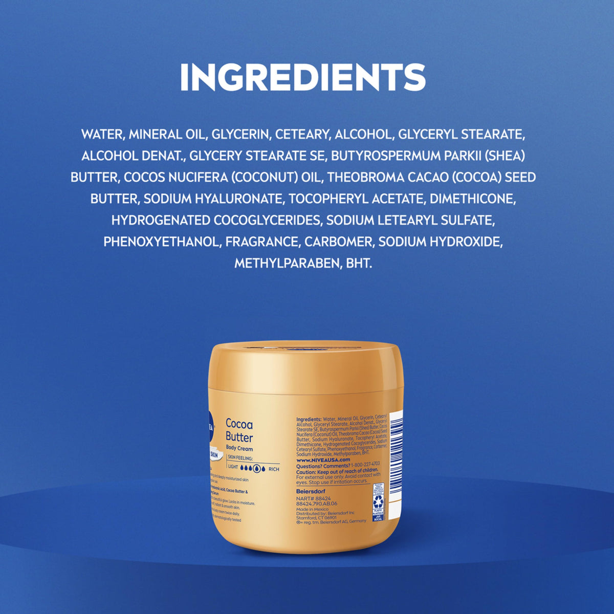 NIVEA Cocoa Butter Body Cream for Dry Skin, 16 OZ